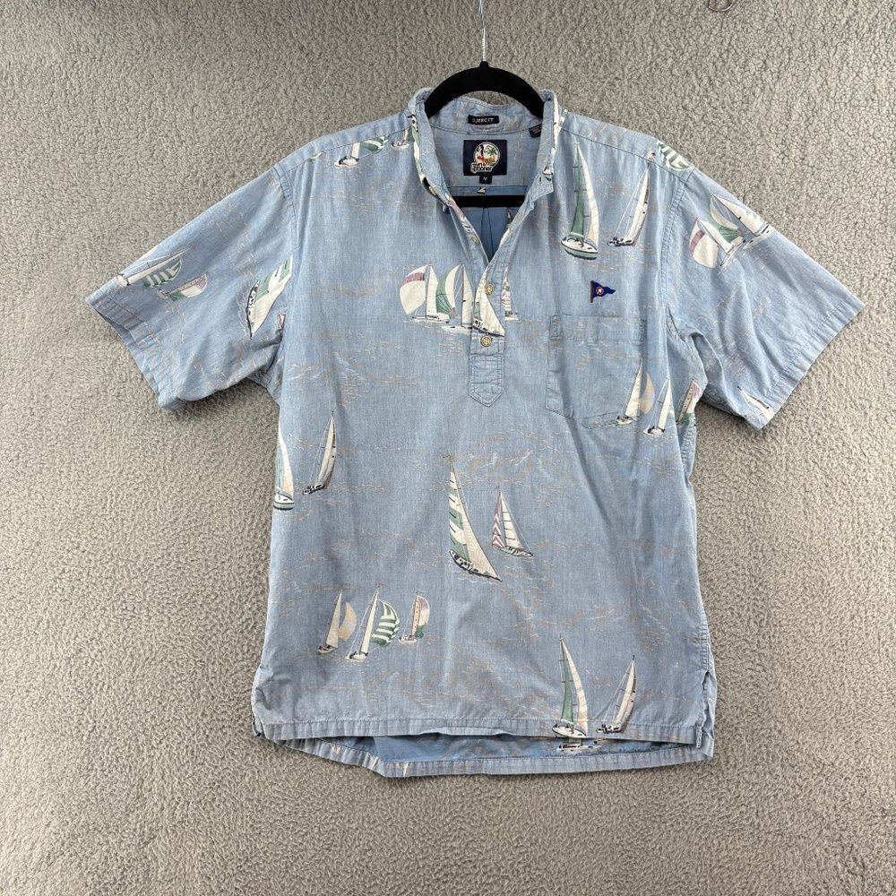 Reyn Spooner Vintage Sailboat Print Button-Up Shirt Men’s M Classic Fit Nautical